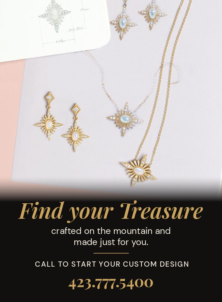 Find your Treasure — custom opal star earrings and pendants crafted on the mountain. Call 423.777.5400 to start your custom design.